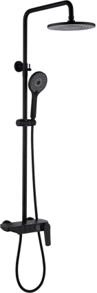 Душевая стойка RGW Shower Panels SP-33B матовый черный штанга 151 см, шланг пластиковый 150 см