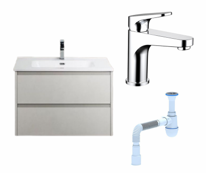 Комплект: Тумба с раковиной BelBagno Kraft 39 70 bianco opaco + Смеситель Bravat Eler F1191238CP-RUS хром + Сифон АниПласт