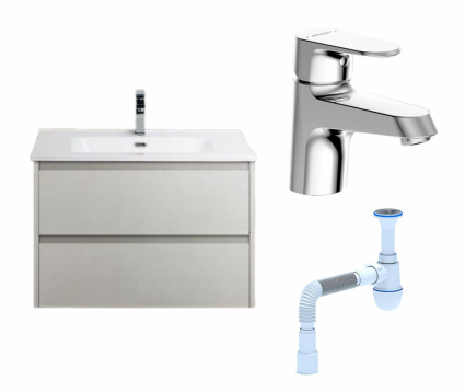 Комплект: Тумба с раковиной BelBagno Kraft 39 70 bianco opaco + Смеситель Bravat Alfa F1120178CP хром + Сифон АниПласт