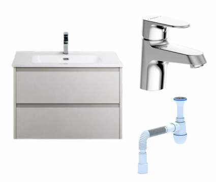 Комплект: Тумба с раковиной BelBagno Kraft 39 50 bianco opaco + Смеситель Bravat Alfa F1120178CP хром + Сифон АниПласт