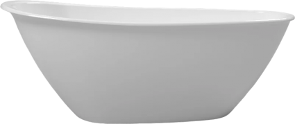 Ванна из искусственного камня WHITECROSS Spinel B 155x75 см, отдельностоящая, овальная, с донным клапаном, белый глянец, объем 252 л.