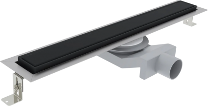 Душевой трап (лоток) Plumberia Selection PST In-Tile 100 см, черный матовый, в пол около стены, выпуск боковой
