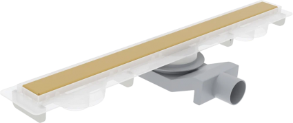 Душевой трап (лоток) Plumberia Selection PSM Modular 60 см, золото брашированное, в пол около стены, выпуск боковой