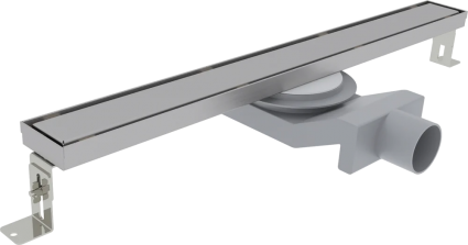 Душевой трап (лоток) Plumberia Selection PSL Linear 70 см, нержавеющая сталь матовая, в пол около стены, выпуск боковой