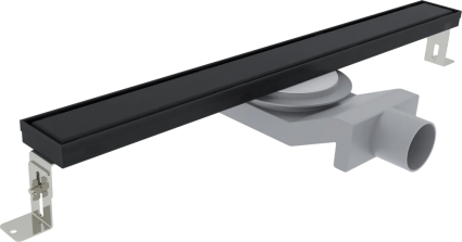 Душевой трап (лоток) Plumberia Selection PSL Linear 100 см, черный матовый, в пол около стены, выпуск боковой