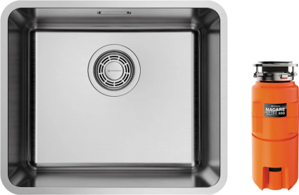 Комплект Мойка кухонная Omoikiri Omi 43-U/I Ultra Mini-IN нержавеющая сталь + Измельчитель Nagare slim 500 брашированная, прямоугольная