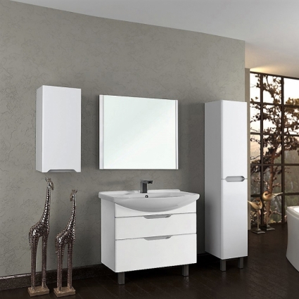 Мебель для ванной Dreja.Eco Laguna Plus 105 белая напольная, с ящиками