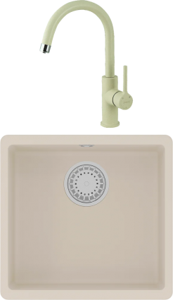Комплект Мойка кухонная Lemark Sinara 440-U 9910072 шампань + Смеситель Comfort LM3073PSH шампань матовая, квадратная