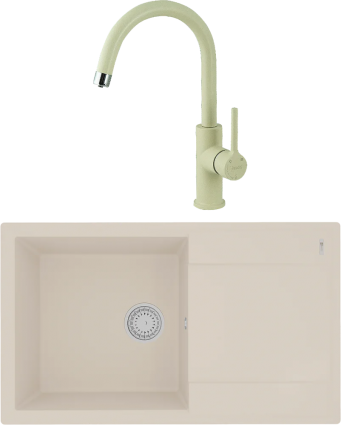 Комплект Мойка кухонная Lemark Imandra 840 9910036 шампань + Смеситель Comfort LM3073PSH шампань матовая, прямоугольная