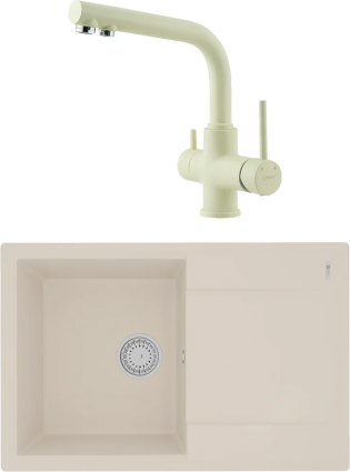 Комплект Мойка кухонная Lemark Imandra 760 9910030 шампань + Смеситель Comfort LM3061PSH шампань матовая, прямоугольная