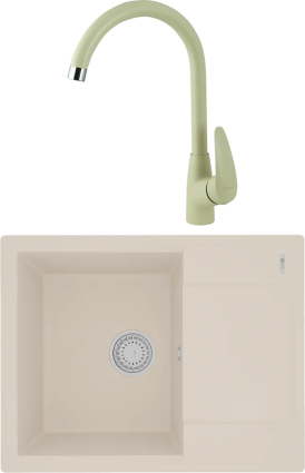 Комплект Мойка кухонная Lemark Imandra 640 9910024 шампань + Смеситель Linara LM0405PSH шампань матовая, прямоугольная