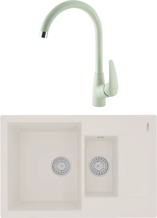 Комплект Мойка кухонная Lemark Ramza 760 9910040 жасмин + Смеситель Linara LM0405PJS жасмин матовая, прямоугольная