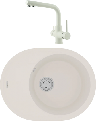 Комплект Мойка кухонная Lemark Lacha 620 9910052 жасмин + Смеситель Comfort LM3061PJS жасмин матовая, овальная
