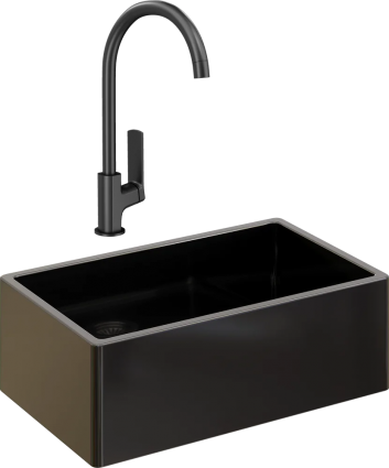 Комплект Мойка кухонная Domaci Сиена 50276-110 черная матовая + Смеситель STWORKI HWX5015-P01BK прямоугольная,  в современном стиле