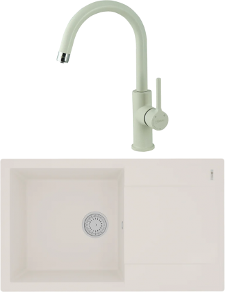 Комплект Мойка кухонная Lemark Imandra 840 9910034 жасмин + Смеситель Comfort LM3073PJS жасмин матовая, прямоугольная
