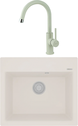 Комплект Мойка кухонная Lemark Hanka 570 9910016 жасмин + Смеситель Comfort LM3073PJS жасмин матовая, прямоугольная