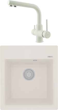 Комплект Мойка кухонная Lemark Hanka 450 9910010 жасмин + Смеситель Comfort LM3061PJS жасмин матовая, прямоугольная