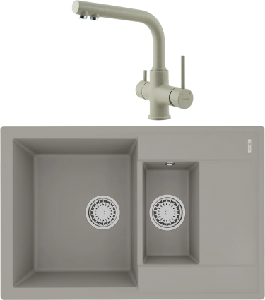 Комплект Мойка кухонная Lemark Ramza 760 9910039 грей + Смеситель Comfort LM3061PGR грей матовая, прямоугольная