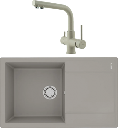 Комплект Мойка кухонная Lemark Imandra 840 9910033 грей + Смеситель Comfort LM3061PGR грей матовая, прямоугольная