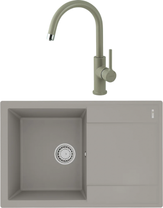 Комплект Мойка кухонная Lemark Imandra 760 9910027 грей + Смеситель Comfort LM3073PGR грей матовая, прямоугольная