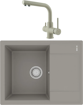 Комплект Мойка кухонная Lemark Imandra 640 9910021 грей + Смеситель Comfort LM3061PGR грей матовая, прямоугольная
