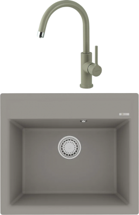 Комплект Мойка кухонная Lemark Hanka 570 9910015 грей + Смеситель Comfort LM3073PGR грей матовая, прямоугольная