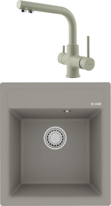 Комплект Мойка кухонная Lemark Hanka 450 9910009 грей + Смеситель Comfort LM3061PGR грей матовая, прямоугольная