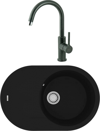 Комплект Мойка кухонная Lemark Lacha 760 9910055 антрацит + Смеситель Comfort LM3073PAN антрацит матовая, овальная