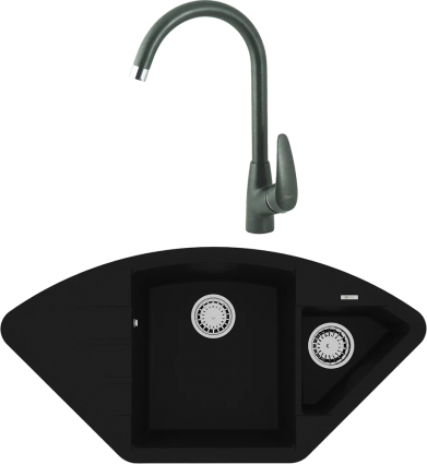 Комплект Мойка кухонная Lemark Irkana 980 9910043 антрацит + Смеситель Linara LM0405PAN антрацит матовая, многоугольная
