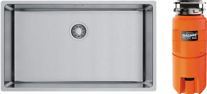 Комплект Мойка кухонная Omoikiri TADZAVA 75-U/I-IN ultra 15 + Измельчитель Nagare slim 900 прямоугольная,  в стиле hi-tech