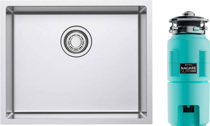 Комплект Мойка кухонная Omoikiri TADZAVA 54-U/I ULTRA-IN + Измельчитель Nagare slim 1250-AZ azur blue брашированная, прямоугольная