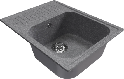 Мойка кухонная Mixline ML-GM18 графит матовая, прямоугольная, с крылом, 64x49 см