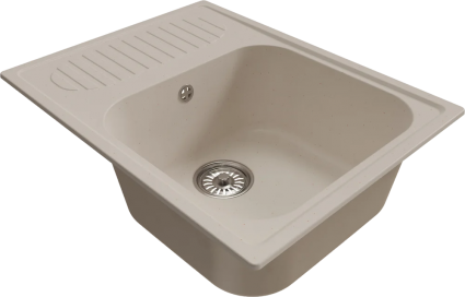 Мойка кухонная Mixline ML-GM18 белая матовая, прямоугольная, с крылом, 64x49 см
