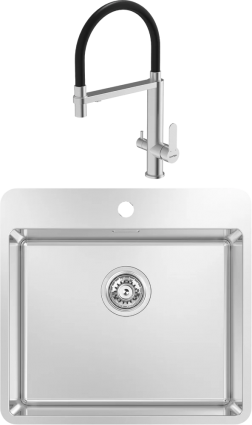 Комплект Мойка кухонная Kantera Lucia LUR130T(Ledge) diamond + Смеситель Crystal 44731 brush матовая, прямоугольная