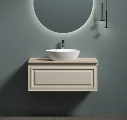 Тумба с раковиной Sancos Very 100 см, beige soft, столешница бежевая, раковина CN5005, подвесная, матовая