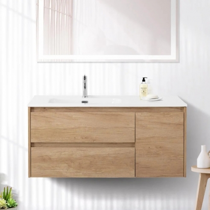 Тумба для комплекта BelBagno Kraft 100 L, 2 ящика, дверца, rovere nebrasca nature, подвесная, матовая