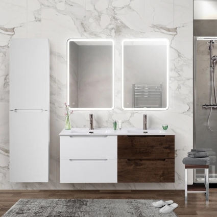 Мебель для ванной BelBagno Etna 120 bianco lucido, rovere moro, подвесная, глянцевая