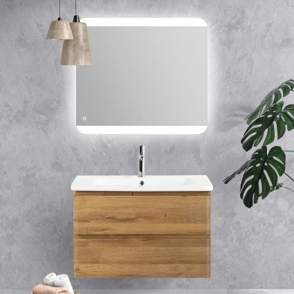 Мебель для ванной BelBagno Albano-Cer 80 подвесная, rovere rustico, глянцевая, с ящиками