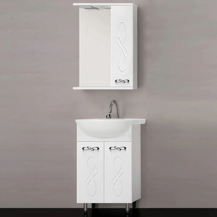 Мебель для ванной Style Line Венеция 55 белая, раковина Rosa Уют 55, напольная, глянцевая