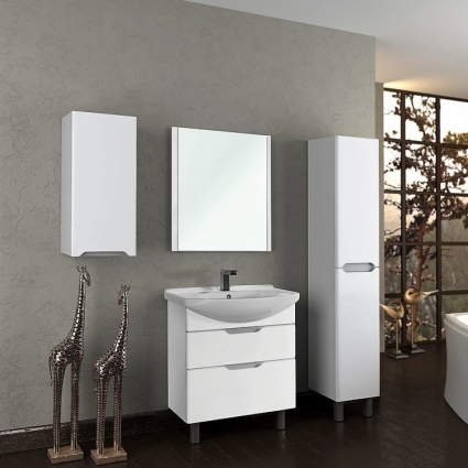 Мебель для ванной Dreja.Eco Laguna Plus 85 белая напольная, с ящиками