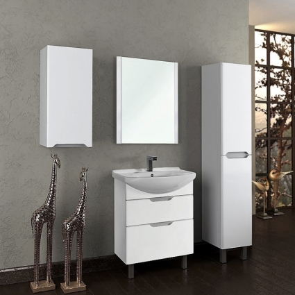 Мебель для ванной Dreja.Eco Laguna Plus 75 белая напольная, с ящиками