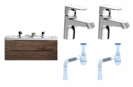 Комплект: Тумба с раковиной BelBagno Ancona-N 120 rovere more + Смеситель Bravat Alfa F1120178CP хром + Сифон АниПласт
