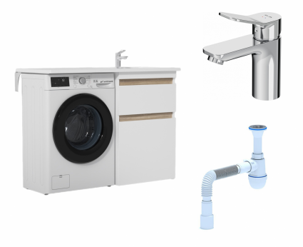 Комплект: Тумба с раковиной Am.Pm X-Joy 60 R + Смеситель Am.Pm X-Joy F85A02100  Хром + Сифон АниПласт