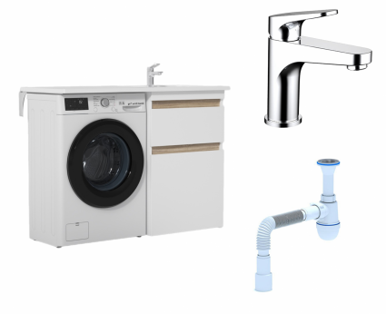 Комплект: Тумба с раковиной Am.Pm X-Joy 60 R + Смеситель Bravat Eler F1191238CP-RUS Хром + Сифон АниПласт