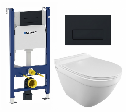 Комплект 3 в 1 инсталляция Geberit Duofix + Унитаз подвесной Iddis Cloud CLORDSEi25 + кнопка черная матовая