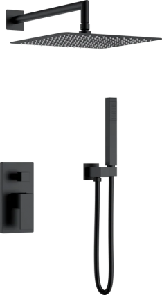 Душевой комплект Boheme Qubic 474-3-B С ВНУТРЕННЕЙ ЧАСТЬЮ, matt black, цвет черный, шланг пластиковый 150 см