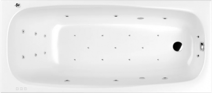 Акриловая ванна WHITECROSS Layla ULTRA 180x80 см, с гидромассажем, с каркасом, со сливом-переливом, прямоугольная, пристенная