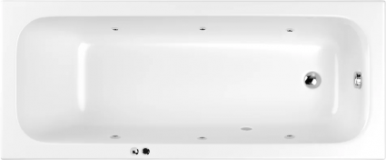Акриловая ванна WHITECROSS Vibe 0105.180075.100.SOFT.CR 180x75 см, с гидромассажем, с каркасом, со сливом-переливом, с донным клапаном, прямоугольная, пристенная
