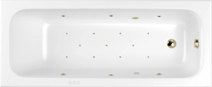Акриловая ванна WHITECROSS Vibe 0105.180075.100.RELAX.BR 180x75 см, с гидромассажем, с каркасом, со сливом-переливом, с донным клапаном, фурнитура бронза, прямоугольная, пристенная