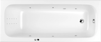 Акриловая ванна WHITECROSS Vibe 0105.180075.100.LINENANO.CR 180x75 см, с гидромассажем, с каркасом, со сливом-переливом, с донным клапаном, прямоугольная, пристенная